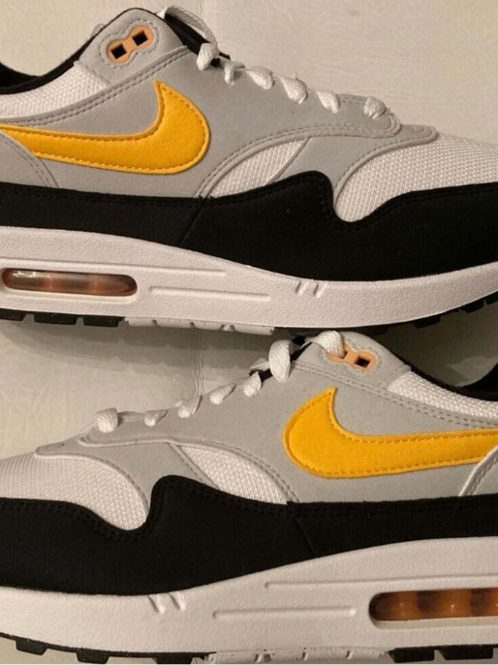 Nike Grey White Black Sneakers with Yellow Swoosh